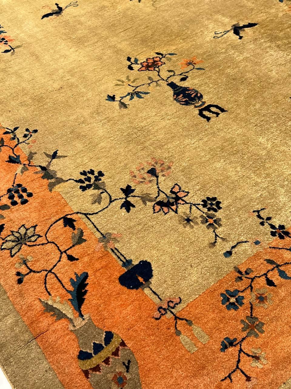 Canvello Fine Hand Knotted Antique Chinese Art Deco Rug - 8'9'' X 11'5'' - Canvello