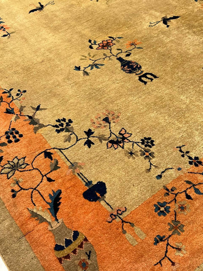 Canvello Fine Hand Knotted Antique Chinese Art Deco Rug - 8'9'' X 11'5'' - Canvello