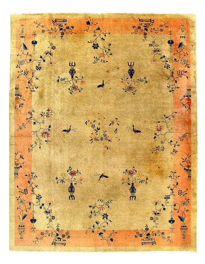 Canvello Fine Hand Knotted Antique Chinese Art Deco Rug - 8'9'' X 11'5'' - Canvello