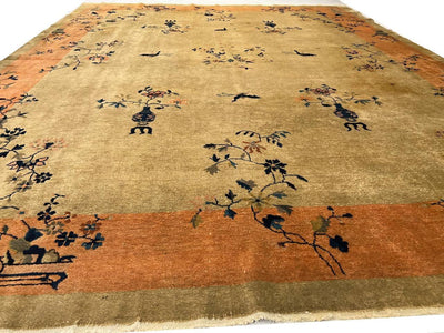 Canvello Fine Hand Knotted Antique Chinese Art Deco Rug - 8'9'' X 11'5'' - Canvello