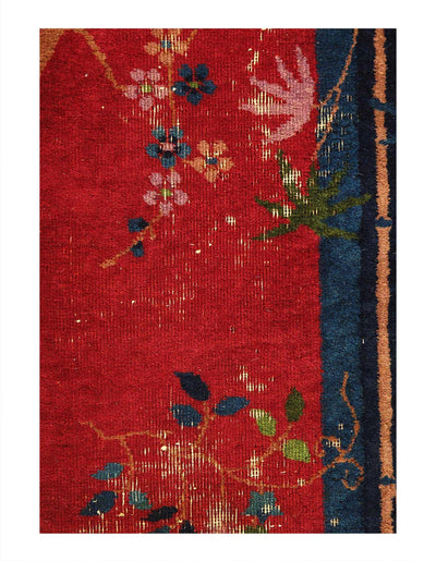 Canvello Fine Hand Knotted Antique Chinese Art Deco Runner Rug - 2'6" x11'3"