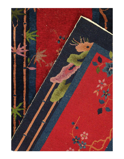 Canvello Fine Hand Knotted Antique Chinese Art Deco Runner Rug - 2'6" x11'2" - Canvello