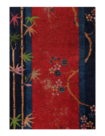 Canvello Fine Hand Knotted Antique Chinese Art Deco Runner Rug - 2'6" x11'2" - Canvello