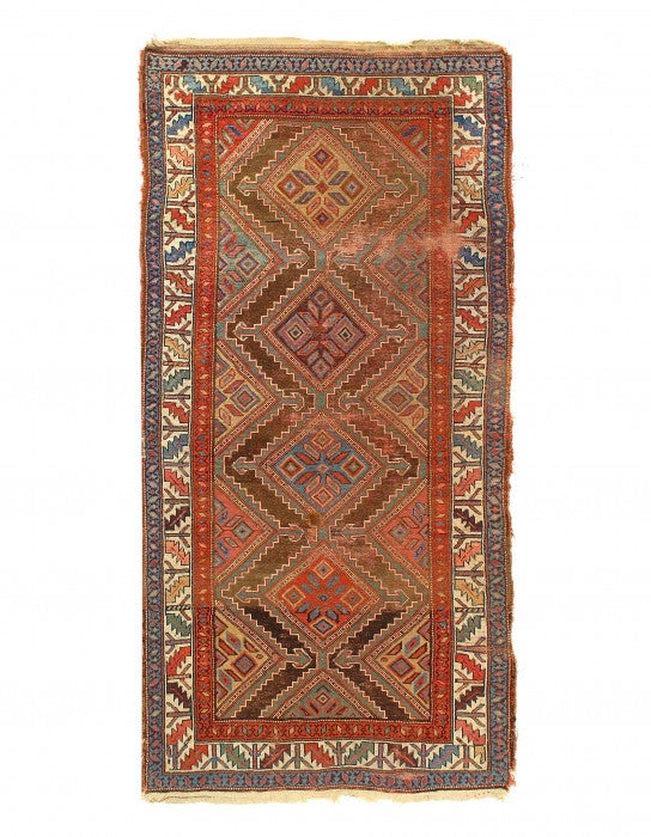 Canvello Fine Hand Knotted Antique Kazak rug 3'9'' X 7'8'' - Canvello