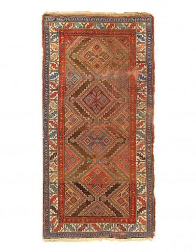 Canvello Fine Hand Knotted Antique Kazak rug 3'9'' X 7'8'' - Canvello