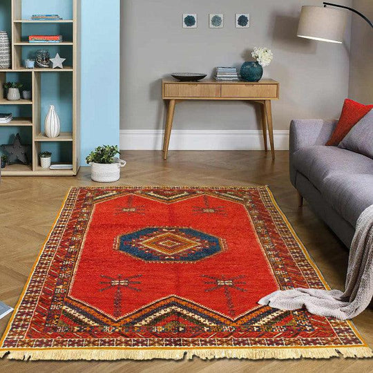 Canvello Fine Hand Knotted Authentic Vintage Moroccon rug 6'4'' X 9'11'' - Canvello