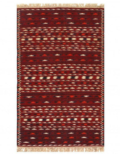 Canvello Fine Hand Knotted Bakhtiari Red Rug - 3'8'' X 6'3'' - Canvello