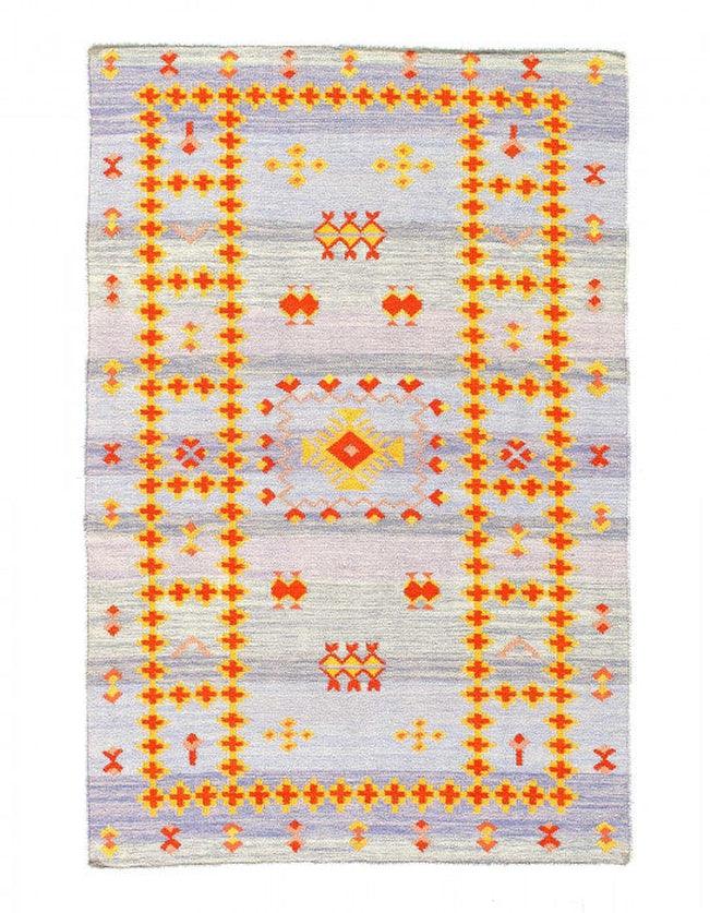 Canvello Fine Hand Knotted Flat Weave silk Moroccan Rug - 4' X 6' - Canvello