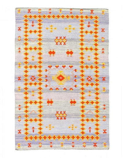 Canvello Fine Hand Knotted Flat Weave silk Moroccan Rug - 4' X 6' - Canvello