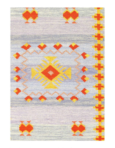 Canvello Fine Hand Knotted Flat Weave silk Moroccan Rug - 4' X 6'