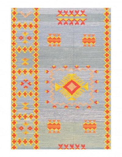 Canvello Fine Hand Knotted Flat Weave silk Moroccan rug 5' X 8' - Canvello