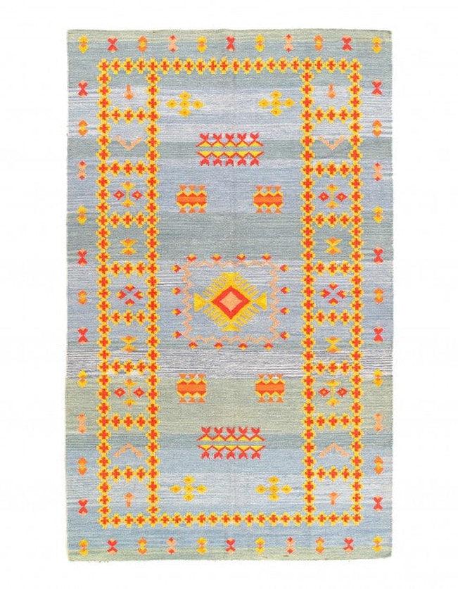 Fine Hand Knotted Flat Weave silk Moroccan rug 5' X 8'