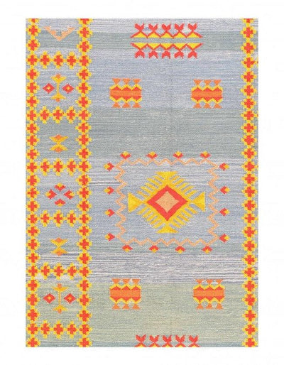 Fine Hand Knotted Flat Weave silk Moroccan rug 5' X 8'