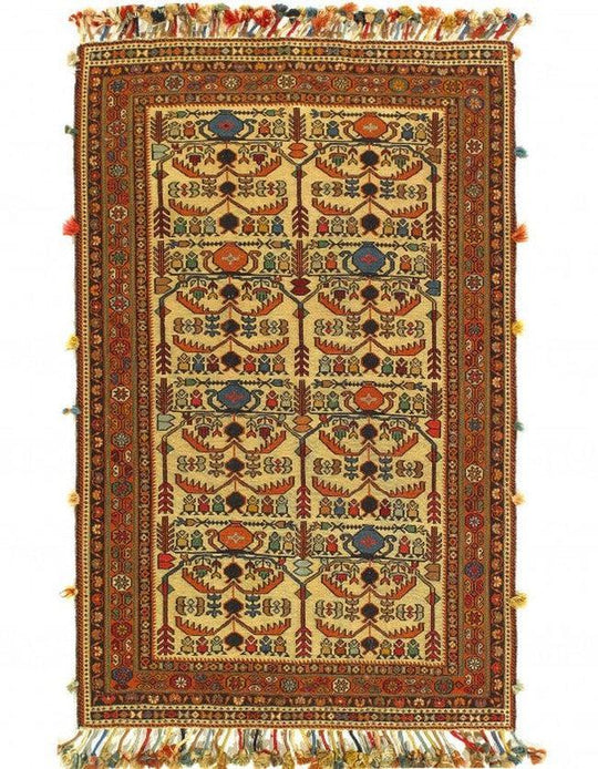 Alfombra de sumak vintage de tejido plano anudada a mano fina Canvello - 2'7'' X 4'