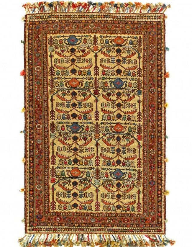 Canvello Fine Hand Knotted Flat weave Vintage sumak Rug - 2'7'' X 4' - Canvello