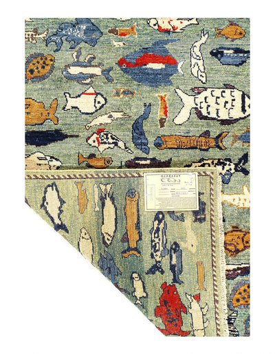 Canvello Fine hand Knotted Gabbeh Fish Design - 3' x 5' - Canvello