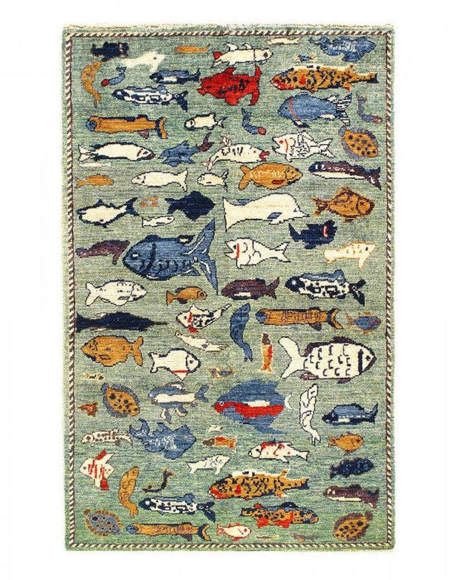 Canvello Fine hand Knotted Gabbeh Fish Design - 3' x 5' - Canvello