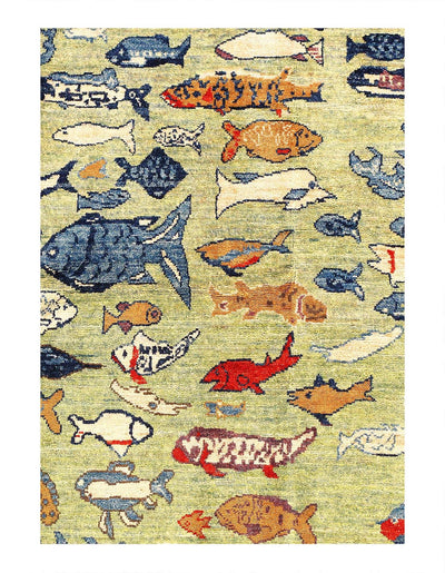 Canvello Fine hand Knotted Gabbeh Fish Design - 4' X 6' - Canvello