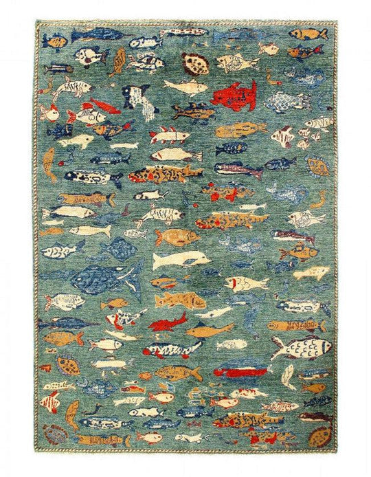 Alfombra de lana kazaka caucásica antigua del siglo XVIII para sala de estar - 3'7'' X 7'5''