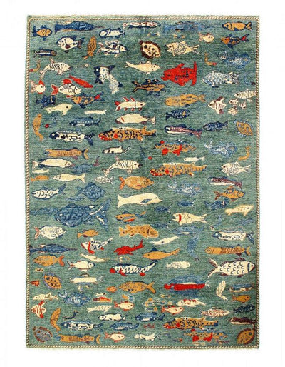 Canvello Fine hand Knotted Gabbeh Fish design - 5' X 7' - Canvello