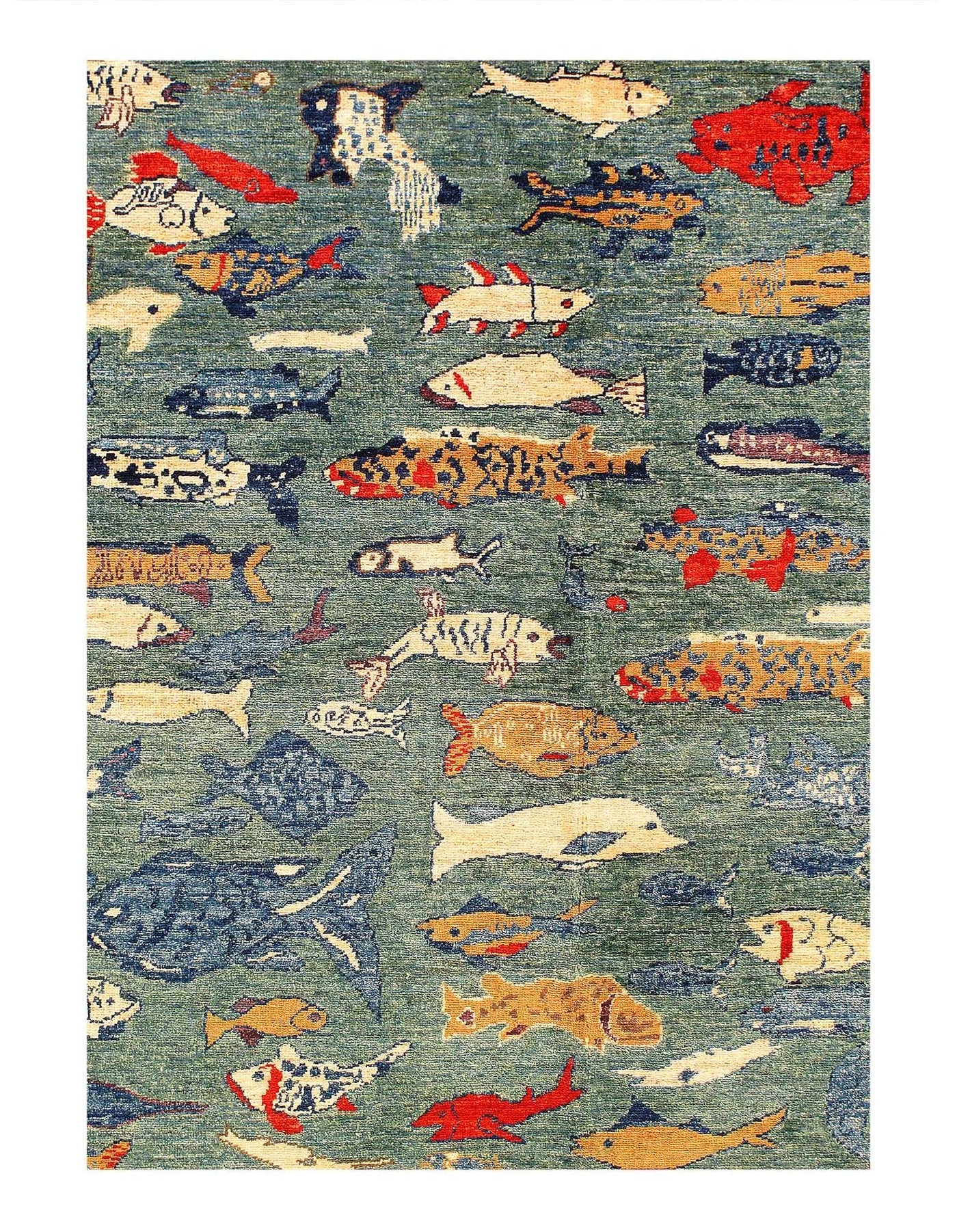 Canvello Fine hand Knotted Gabbeh Fish design - 5' X 7' - Canvello