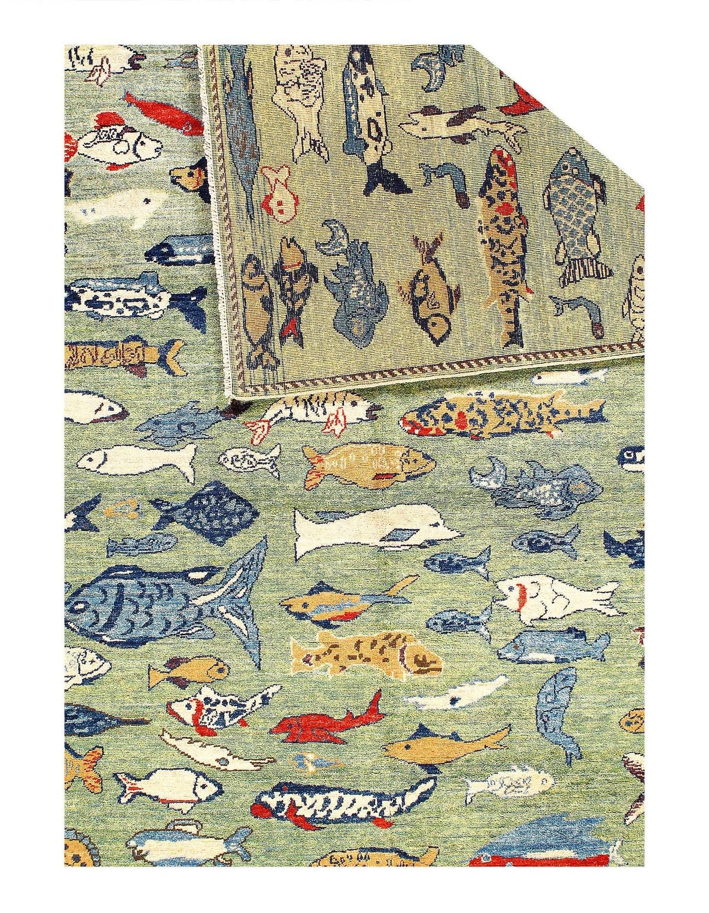 Canvello Fine hand Knotted Gabbeh Fish design - 5' X 8' - Canvello