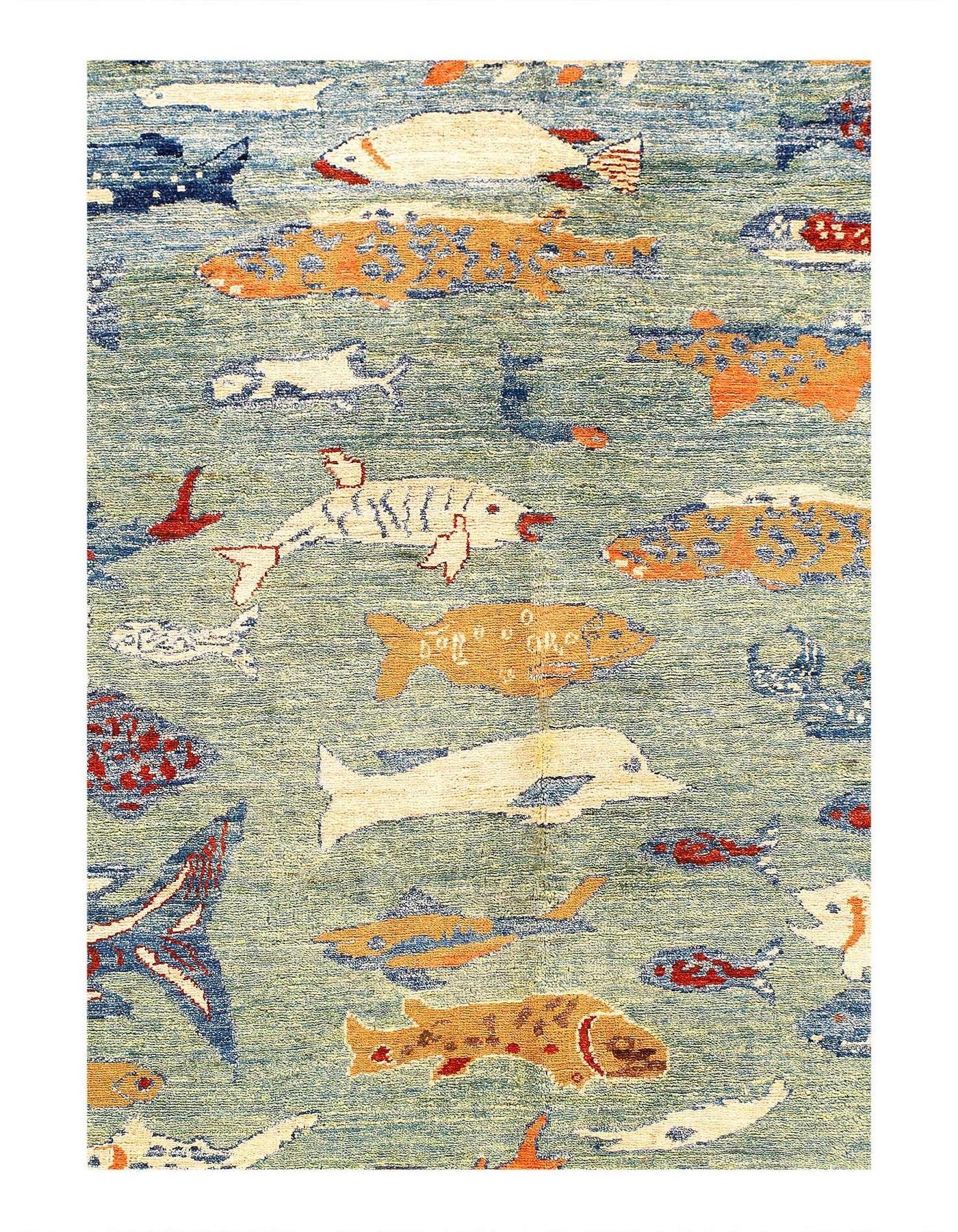 Canvello Fine hand Knotted Gabbeh Fish Design - 6'9" X 9' - Canvello