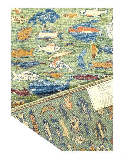 Canvello Fine hand Knotted Gabbeh Fish design Runner - 2' x 5' - Canvello