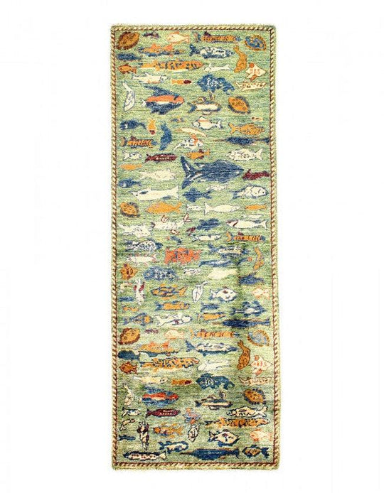 Alfombra de lana kazaka caucásica antigua del siglo XVIII para sala de estar - 3'7'' X 7'5''