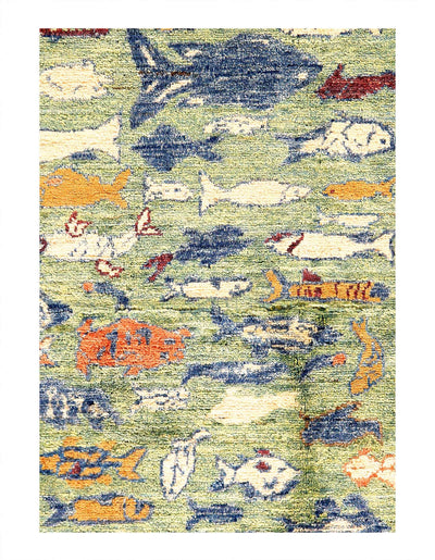 Canvello Fine hand Knotted Gabbeh Fish design Runner - 2' X 6' - Canvello