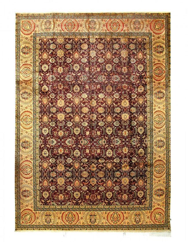 Canvello Fine Hand Knotted Indian Agra square Rug - 10' X 14' - Canvello