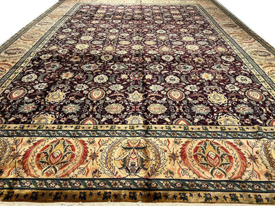 Canvello Fine Hand Knotted Indian Agra square Rug - 10' X 14' - Canvello