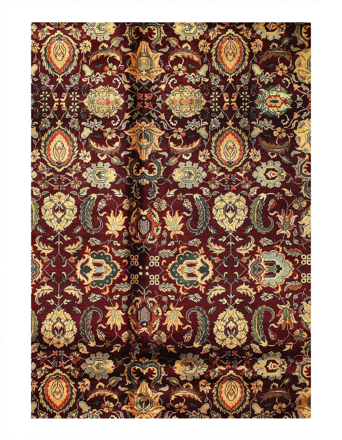 Canvello Fine Hand Knotted Indian Agra square Rug - 10' X 14' - Canvello