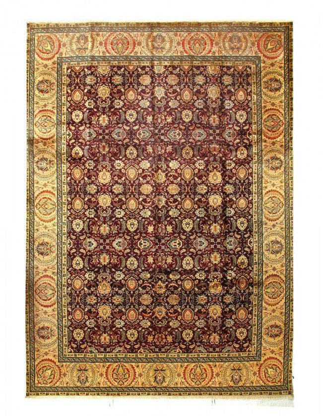 Canvello Fine Hand Knotted Indian Agra square Rug - 10' X 14'