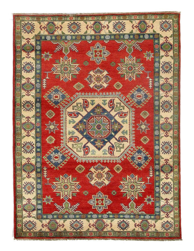 Canvello Fine Hand Knotted Kazak Design Rug - 5' X 6'7" - Canvello