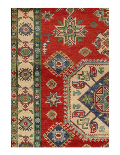 Canvello Fine Hand Knotted Kazak Design Rug - 5' X 6'7" - Canvello