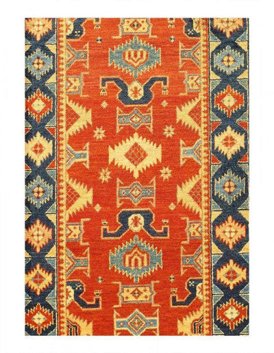 Canvello Fine Hand Knotted Kazak design Runner 2'9'' X 9'7'' - Canvello