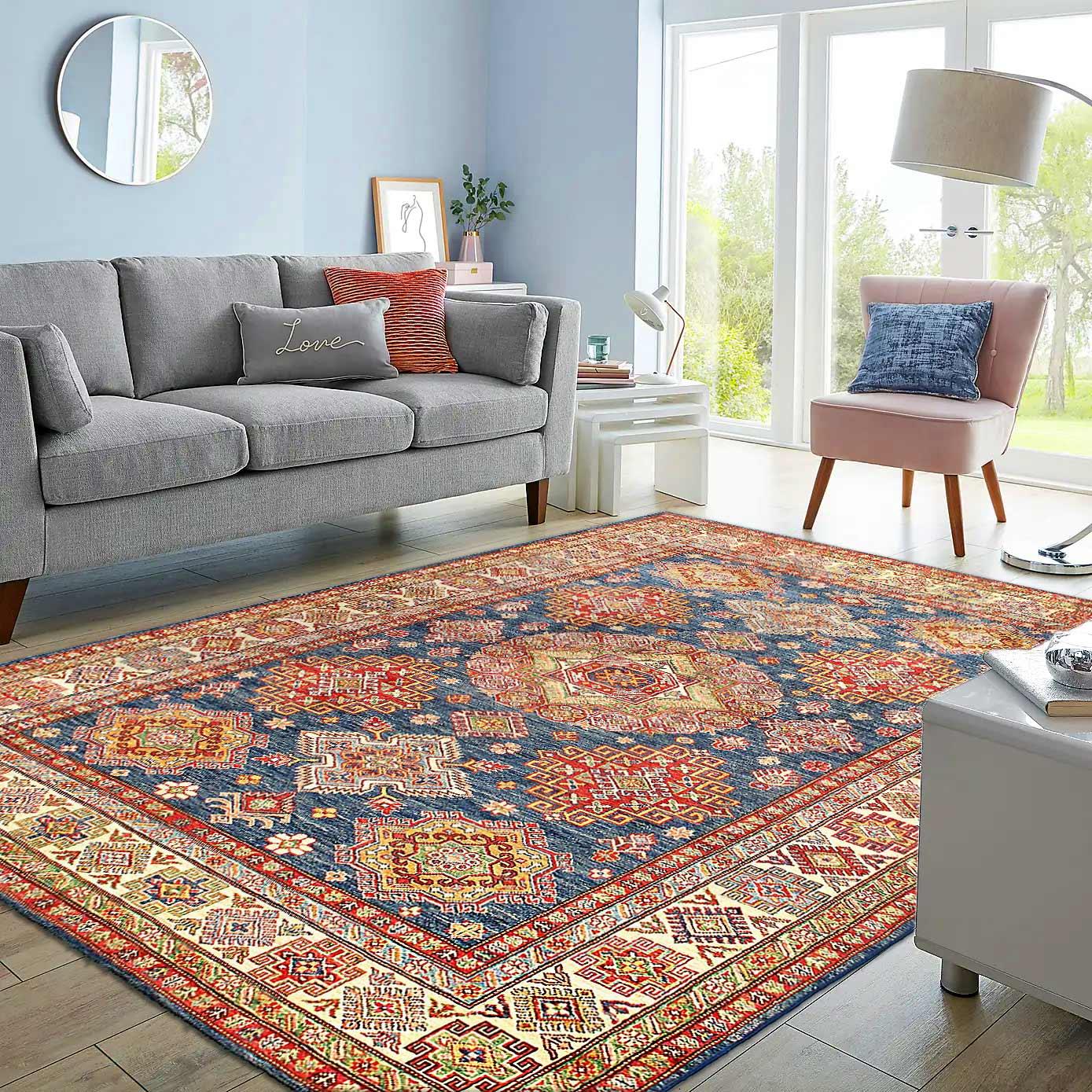 Canvello Fine Hand Knotted Kazak Rug - 5'9'' X 7'9'' - Canvello