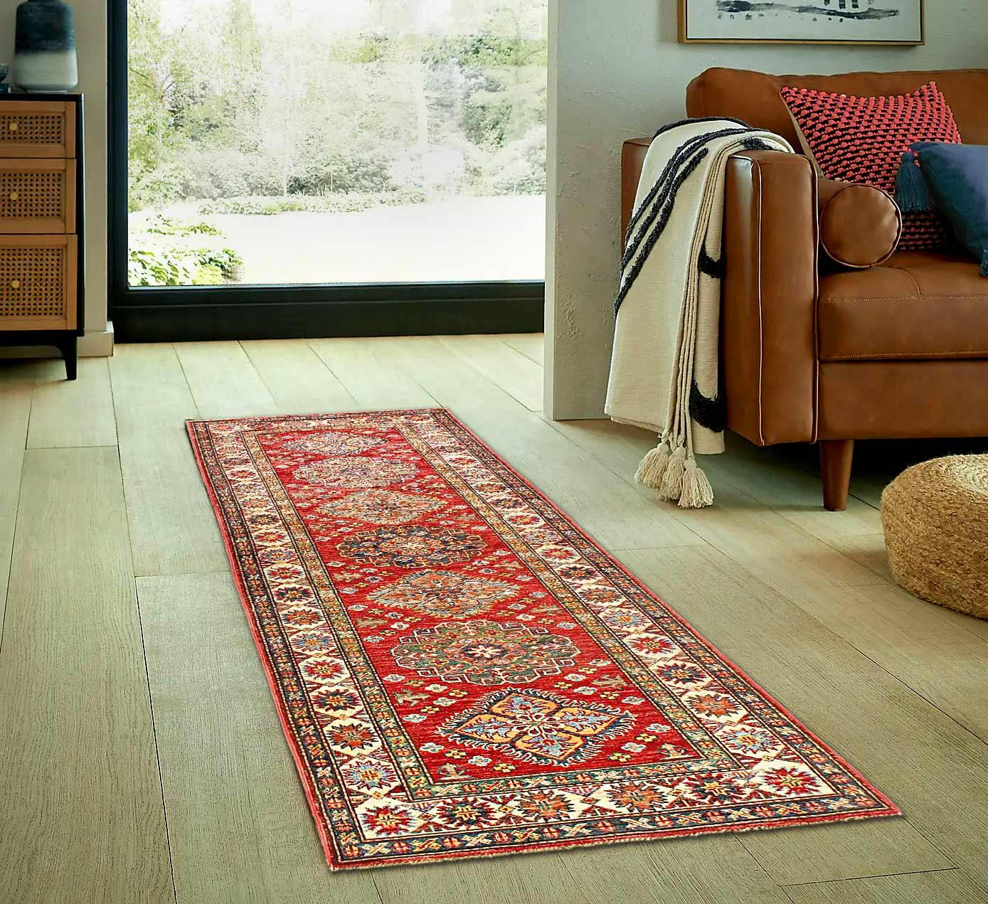 Canvello Fine Hand Knotted Kazak Runner - 2'5''X 7'3'' - Canvello