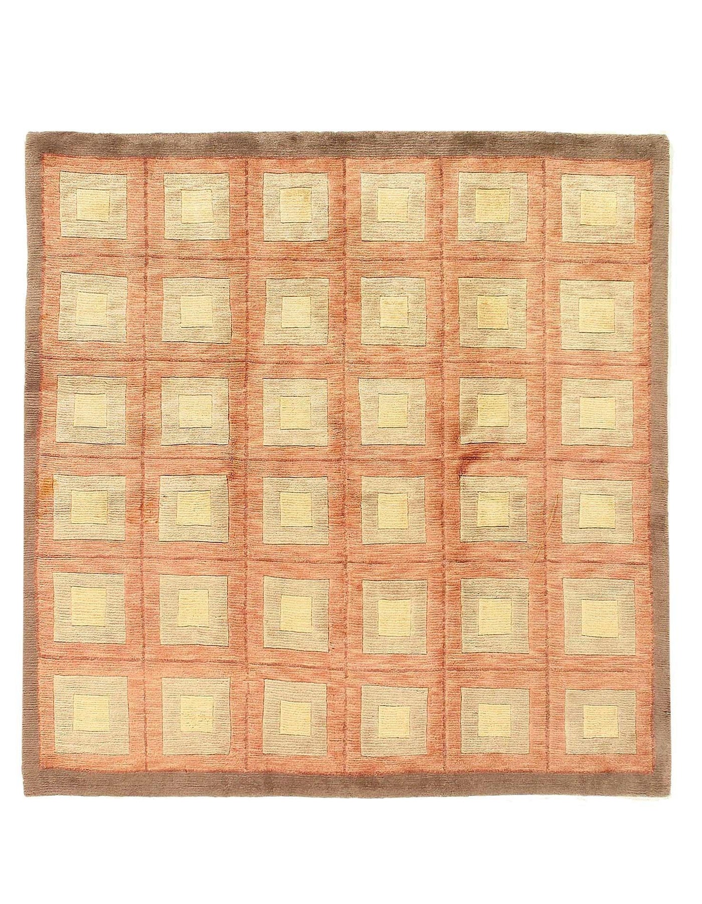 Canvello Fine Hand Knotted Modern square Rug - 6" X 6" - Canvello