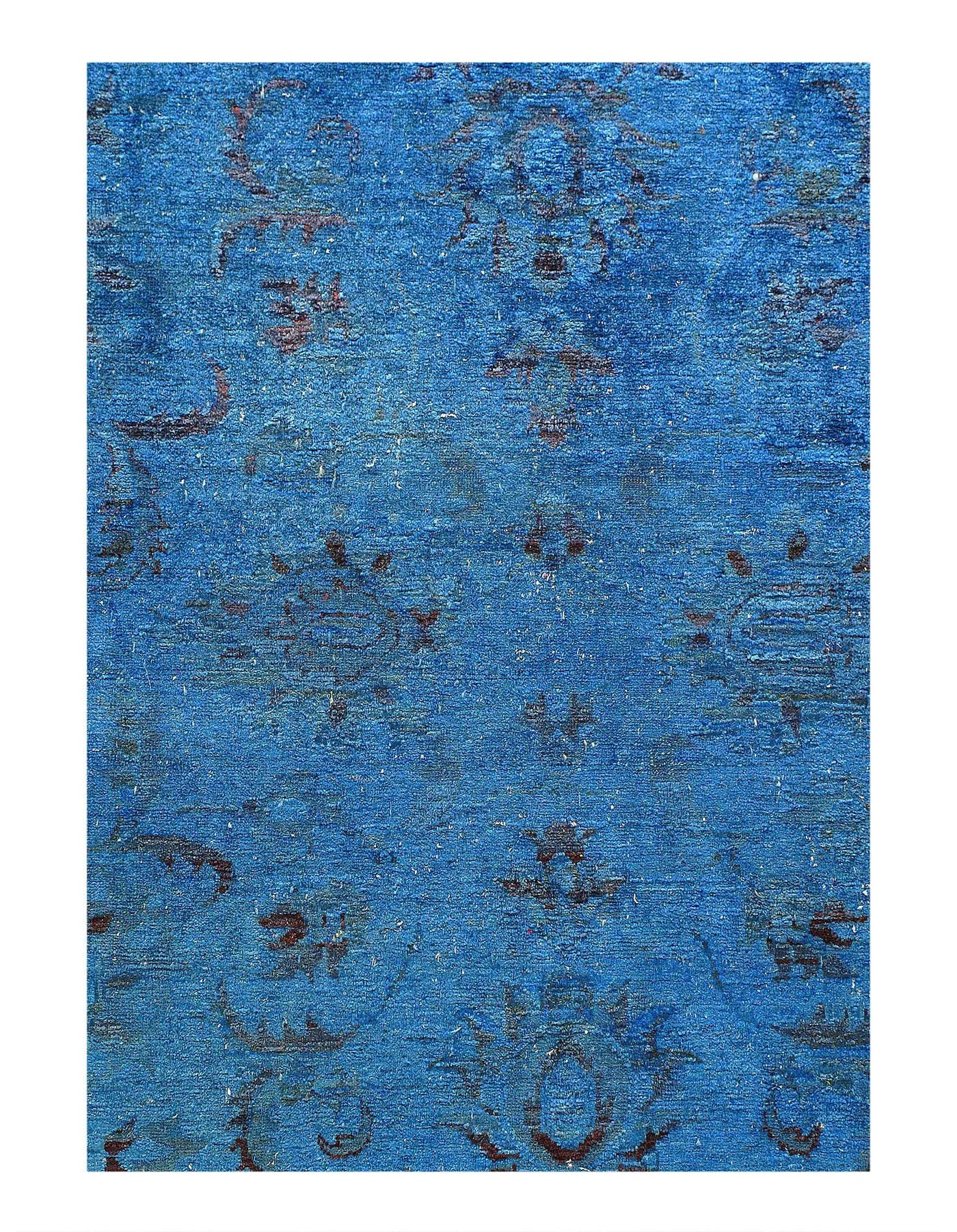 Fine Hand Knotted Overdyed vintage Blue rug 5 X 7'1''