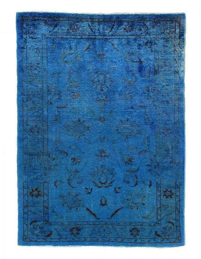 Canvello Fine Hand Knotted Overdyed vintage Blue rug 5 X 7'1'' - Canvello