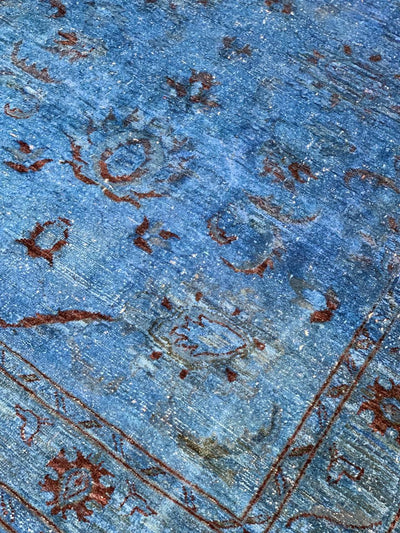 Canvello Fine Hand Knotted Overdyed vintage Blue rug 5 X 7'1'' - Canvello