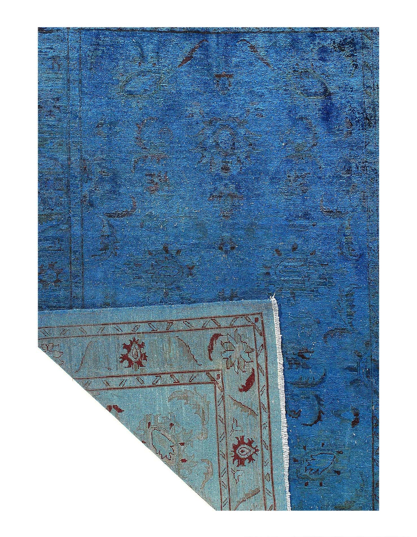 Canvello Fine Hand Knotted Overdyed vintage Blue rug 5 X 7'1'' - Canvello