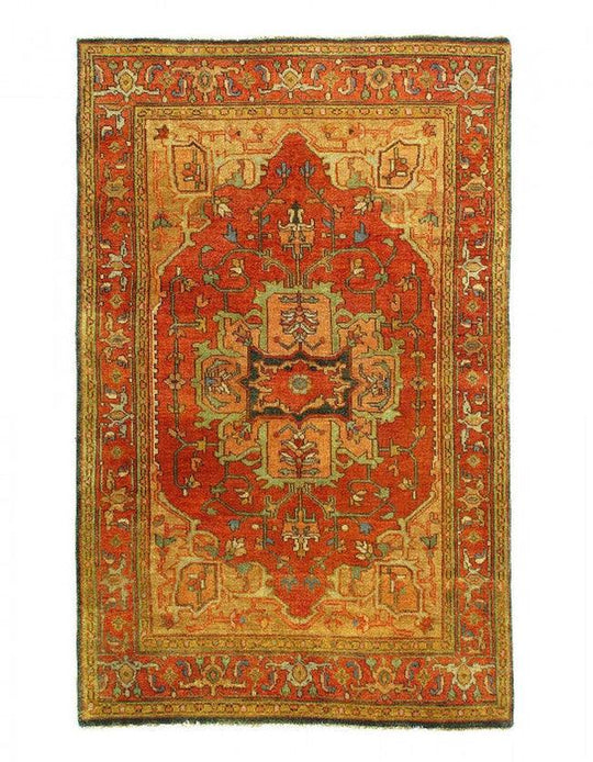 18 世紀古董高加索哈薩克羊毛客廳地毯 - 3'7'' X 7'5''