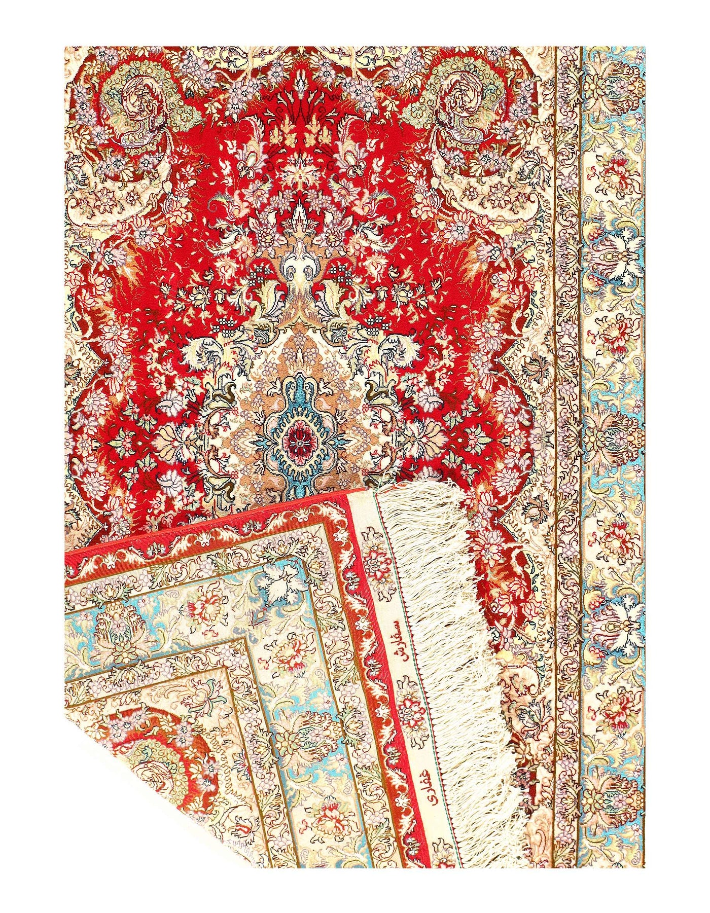 Fine hand Knotted Persain silk & wool Tabriz 3'5'' X 5'3''