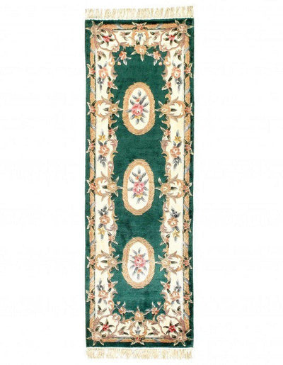 Canvello Fine Hand Knotted Pure silk Abusson runner - 2'6'' X 8' - Canvello