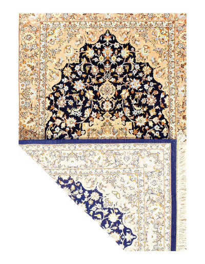 Canvello Fine Hand Knotted Pure silk Qum 2'9'' X 4'4'' - Canvello