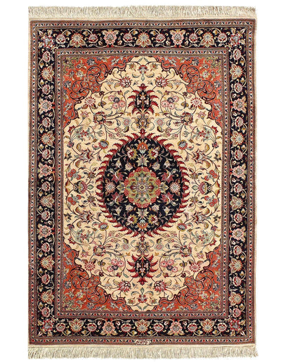 Canvello Fine Hand Knotted Pure silk Persian Qum - 3'4'' X 4'11''