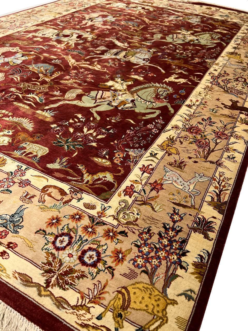 Canvello Fine Hand Knotted Pure silk Persian Qum Rug - 4'6'' X 6'7''